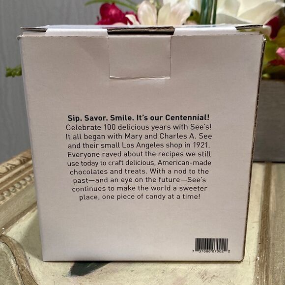 See’s Candies 100 Years Black Centennial Mug Checkered Handle New in Box NIB - Picture 4 of 16